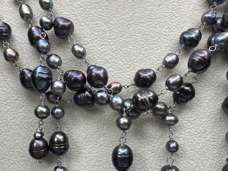 Sterling Silver / Pearl Multi-Strand 14' Necklace [Photo 2]