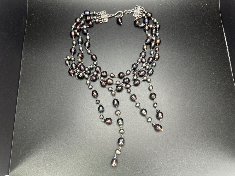 Sterling Silver / Pearl Multi-Strand 14' Necklace [Photo 3]