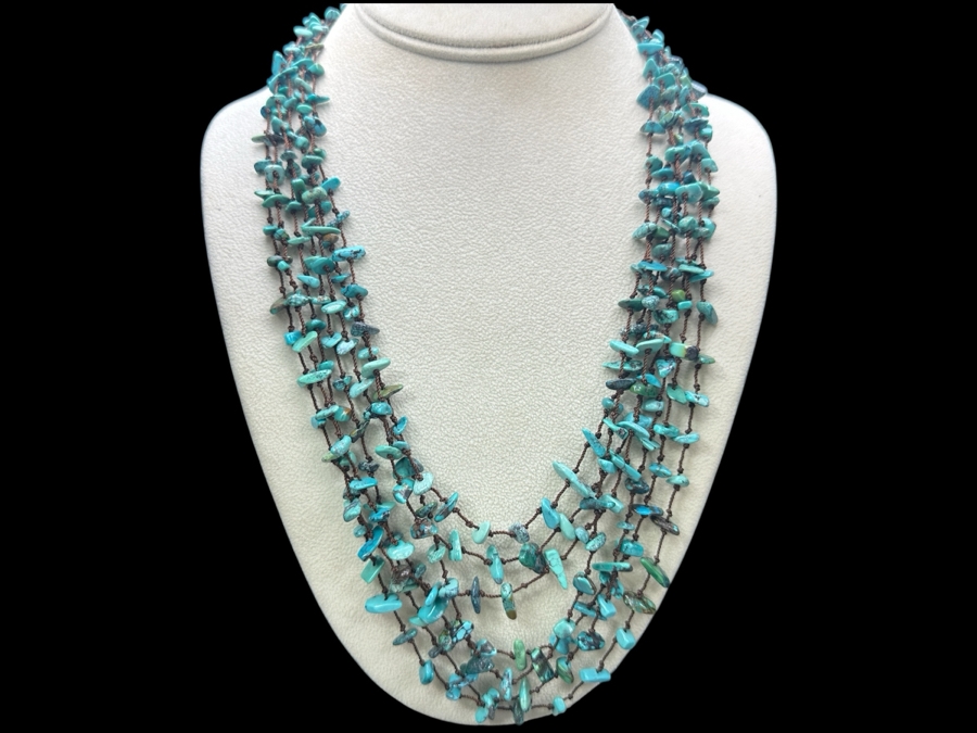 Multi-Strand Turquoise Bead 26' Necklace