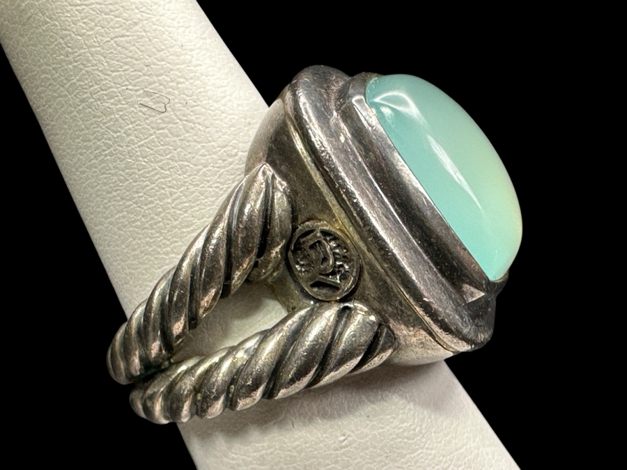 David Yurman Albion Chalcedony Sterling Silver Ring Size 6 15.2g Retails $750