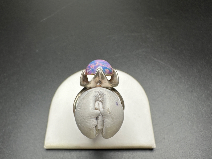 Vintage Sterling Silver Opal Cabochon Ring Size 5.5 4.7g [Photo 5]