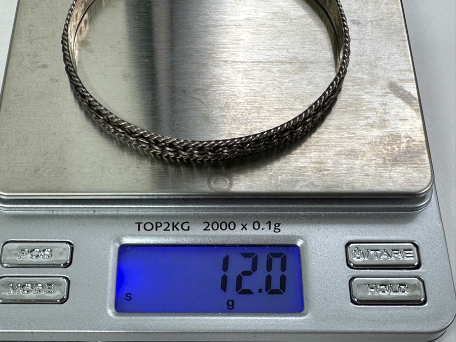 Sterling Silver Mexican Bangle Bracelet 2.75'W 12g [Photo 5]
