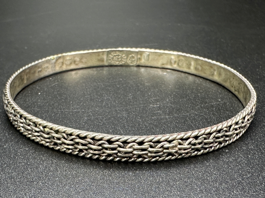 Sterling Silver Mexican Bangle Bracelet 2.75'W 12g [Photo 2]