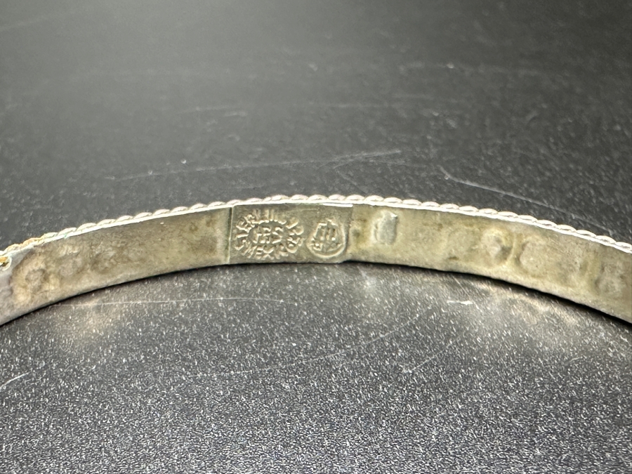 Sterling Silver Mexican Bangle Bracelet 2.75'W 12g [Photo 3]