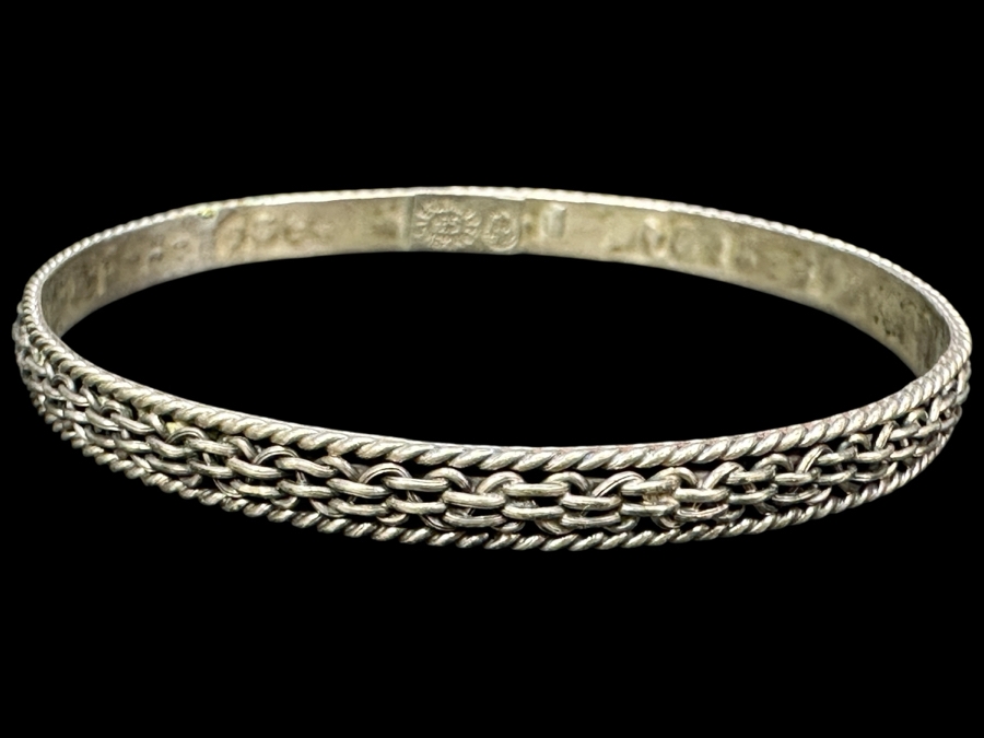 Sterling Silver Mexican Bangle Bracelet 2.75'W 12g