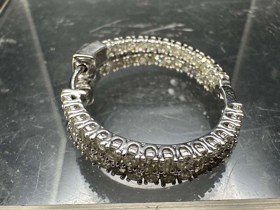 10k Gold Diamond Hoop Earrings Set With (56) 1.5mm Round Diamonds Est. 1.50cttw SI2 J-K Color 3.8g Retails $1,000 [Photo 7]