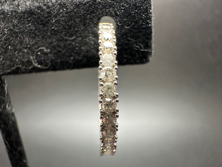 10k Gold Diamond Hoop Earrings Set With (56) 1.5mm Round Diamonds Est. 1.50cttw SI2 J-K Color 3.8g Retails $1,000 [Photo 3]