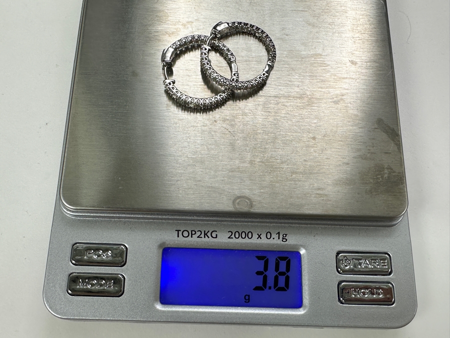 10k Gold Diamond Hoop Earrings Set With (56) 1.5mm Round Diamonds Est. 1.50cttw SI2 J-K Color 3.8g Retails $1,000 [Photo 9]