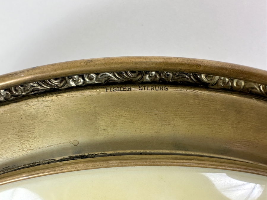 Fisher Sterling Silver Rimmed California Indians Trophy Plate Engraved 'Skeet' With 10.5' Kingsley By Lenox Plate - Plate Weighs Approximately 510g (Total Weight 671g) - Apx Sterling Silver Weight Is 161g - Apx Silver Melt Value = $158 [Photo 4]