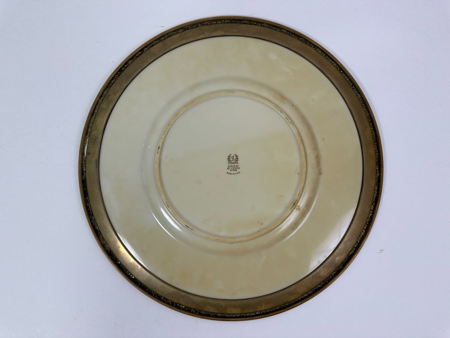 Fisher Sterling Silver Rimmed California Indians Trophy Plate Engraved 'Skeet' With 10.5' Kingsley By Lenox Plate - Plate Weighs Approximately 510g (Total Weight 671g) - Apx Sterling Silver Weight Is 161g - Apx Silver Melt Value = $158 [Photo 5]