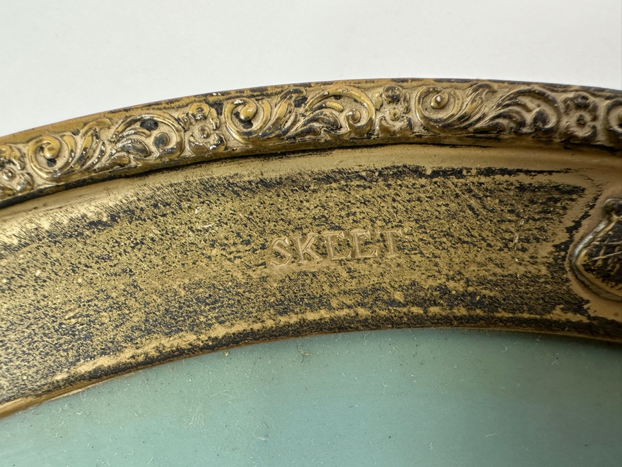 Fisher Sterling Silver Rimmed California Indians Trophy Plate Engraved 'Skeet' With 10.5' Kingsley By Lenox Plate - Plate Weighs Approximately 510g (Total Weight 671g) - Apx Sterling Silver Weight Is 161g - Apx Silver Melt Value = $158 [Photo 3]