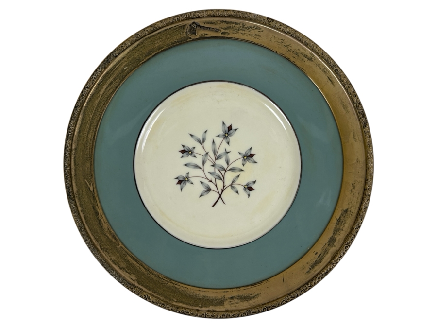Fisher Sterling Silver Rimmed California Indians Trophy Plate Engraved 'Skeet' With 10.5' Kingsley By Lenox Plate - Plate Weighs Approximately 510g (Total Weight 671g) - Apx Sterling Silver Weight Is 161g - Apx Silver Melt Value = $158 [Photo 1]