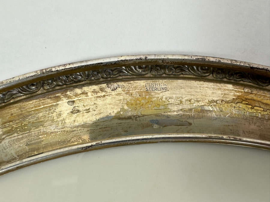 Fisher Sterling Silver Rimmed California Indians Trophy Plate Engraved 'Ladies Trapshooting' With 10.5' Kingsley By Lenox Plate - Plate Weighs Approximately 510g (Total Weight 716g) - Apx Sterling Silver Weight Is 206g - Apx Silver Melt Value = $202 [Photo 4]