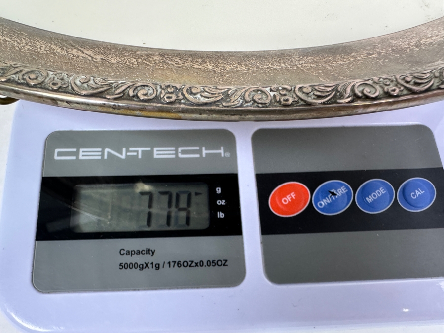 Fisher Sterling Silver Rimmed California Indians Trophy Plate Engraved 'Ladies Trapshooting' W/ 10.5' Native American Harry Held Lenox Plate - Plate Weighs Apx 510g (Total Weight 774g) - Apx Sterling Silver Weight Is 264g - Apx Silver Melt Value = $259 [Photo 9]