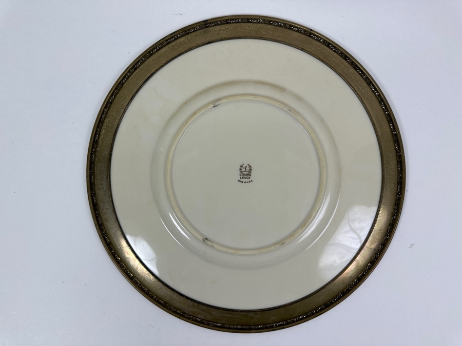 Fisher Sterling Silver Rimmed California Indians Trophy Plate W/ 10.5' Custom California Indians Golden Anniversary 1919-1969 Lenox Plate - Plate Weighs Apx 510g (Total Weight 688g) - Apx Sterling Silver Weight Is 178g - Apx Silver Melt Value = $175 [Photo 4]