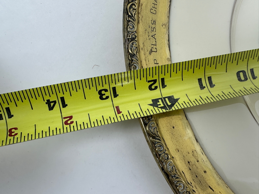 Fisher Sterling Silver Rimmed California Indians Trophy Plate Engraved 'Trap Class Champion' W/ 10.5' Native American Harry Held Lenox Plate - Plate Weighs Apx 510g (Total Weight 721g) - Apx Sterling Silver Weight Is 264g - Apx Silver Melt Value = $207 [Photo 8]