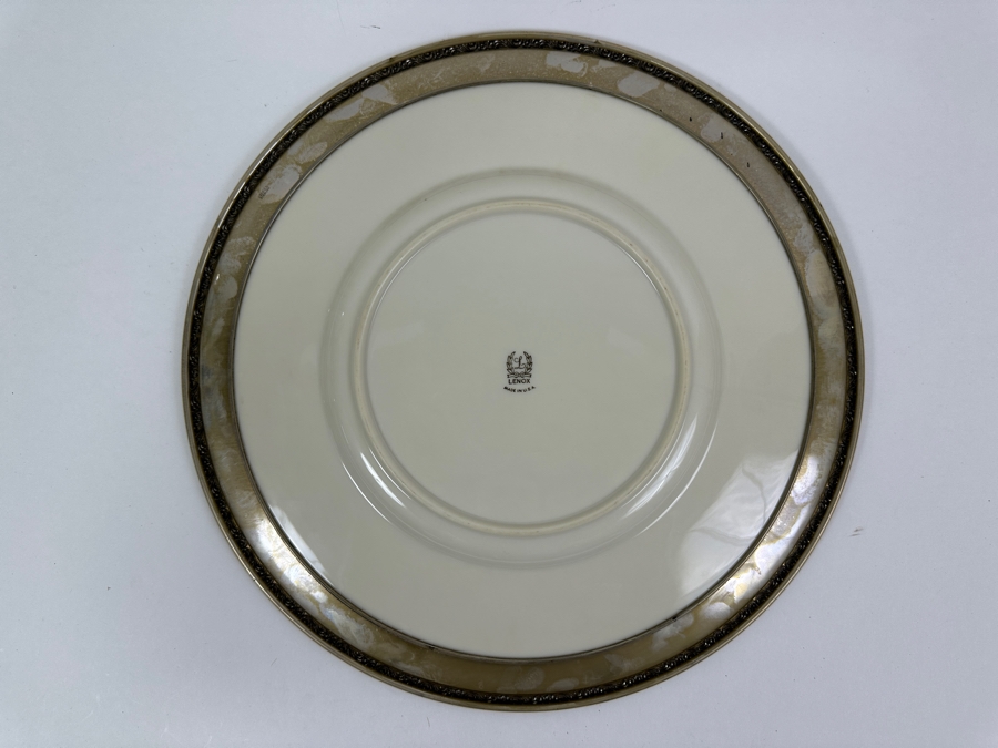 Fisher Sterling Silver Rimmed California Indians Trophy Plate W/ 10.5' Custom California Indians Golden Anniversary 1919-1969 Lenox Plate - Plate Weighs Apx 510g (Total Weight 702g) - Apx Sterling Silver Weight Is 192g - Apx Silver Melt Value = $188 [Photo 3]