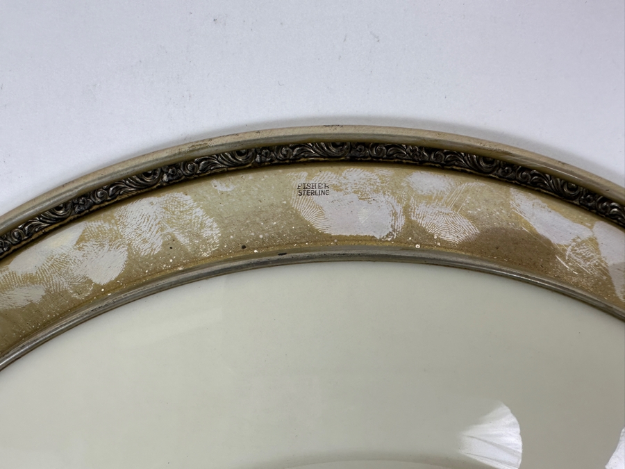 Fisher Sterling Silver Rimmed California Indians Trophy Plate W/ 10.5' Custom California Indians Golden Anniversary 1919-1969 Lenox Plate - Plate Weighs Apx 510g (Total Weight 702g) - Apx Sterling Silver Weight Is 192g - Apx Silver Melt Value = $188 [Photo 5]