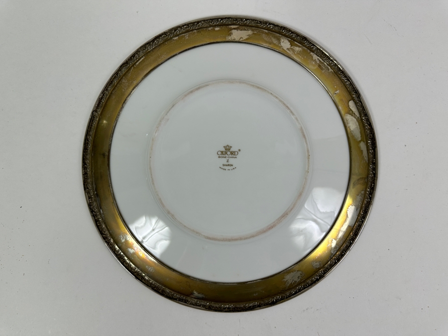 Fisher Sterling Silver Rimmed California Indians Trophy Plate Engraved 'Trapshooting' Sharon By Lenox Plate - Plate Weighs Apx 340g (Total Weight 419g) - Apx Sterling Silver Weight Is 79g - Apx Silver Melt Value = $77 [Photo 5]