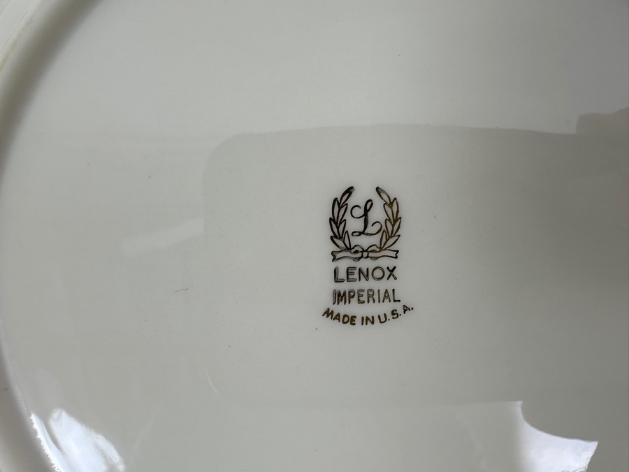 Fisher Sterling Silver Rimmed California Indians Trophy Plate Engraved 'Trapshooting 1966' Imperial By Lenox Plate - Plate Weighs Apx 340g (Total Weight 470g) - Apx Sterling Silver Weight Is 130g - Apx Silver Melt Value = $127 [Photo 5]