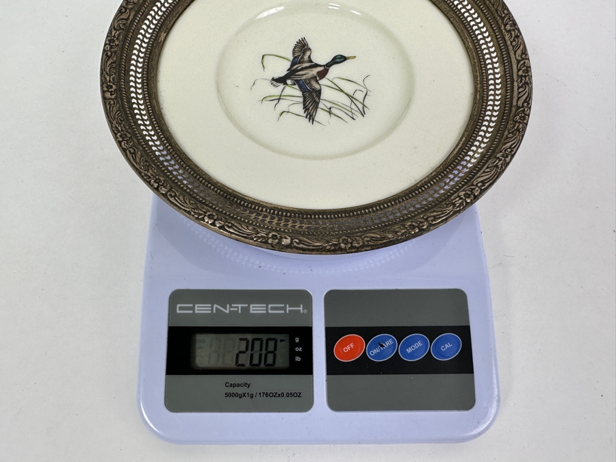 Frank M. Whiting Sterling Silver Rimmed Mallard Plate Total Weight Is 208g [Photo 7]