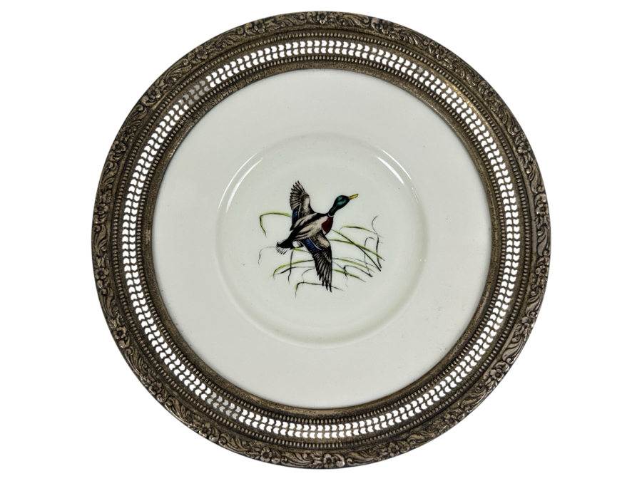 Frank M. Whiting Sterling Silver Rimmed Mallard Plate Total Weight Is 208g [Photo 1]