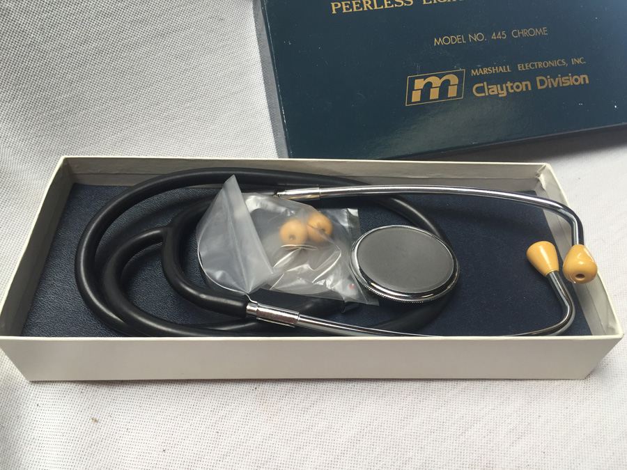 Vintage Peerless Lightweight Stethoscope Model No. 445 Chrome Marshall Electronics Clayton Division [Photo 3]