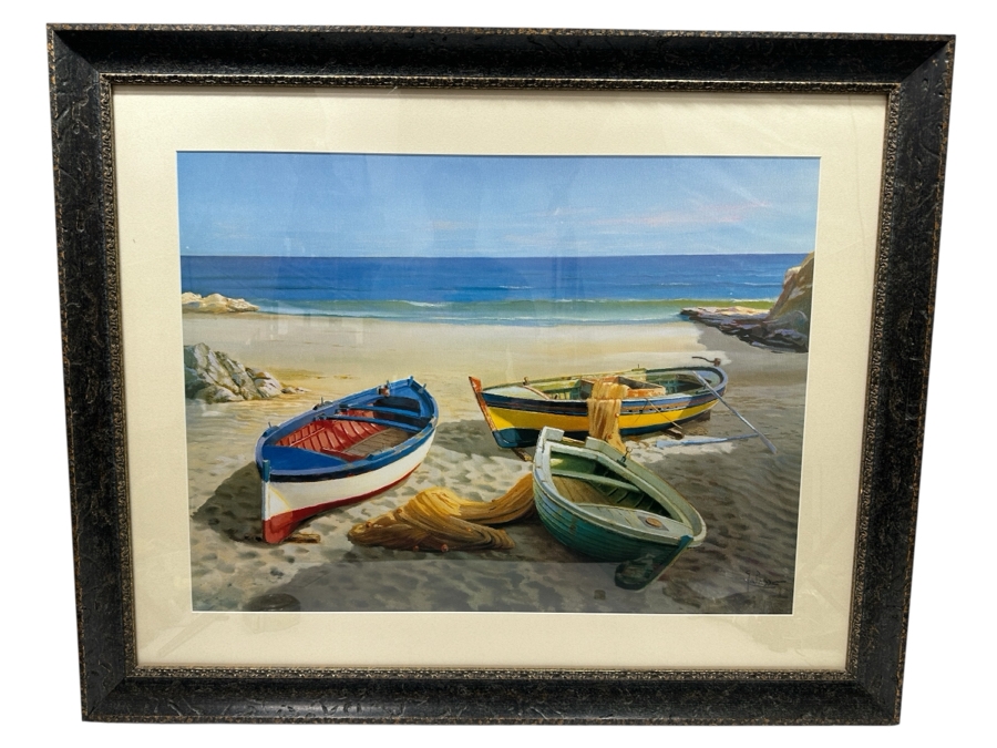 Boats On The Beach Print By Adriano Galasso Framed 42 X 34 [Photo 2]