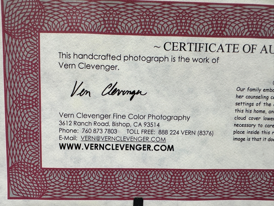 Vern Clevenger Handcrafted Limited Edition Photograph Titled 'Carmel Mission Corner' Numbered 23 Of 500 16 X 12 Framed 29.5 X 25.5 Artist Signed Lower Right [Photo 12]