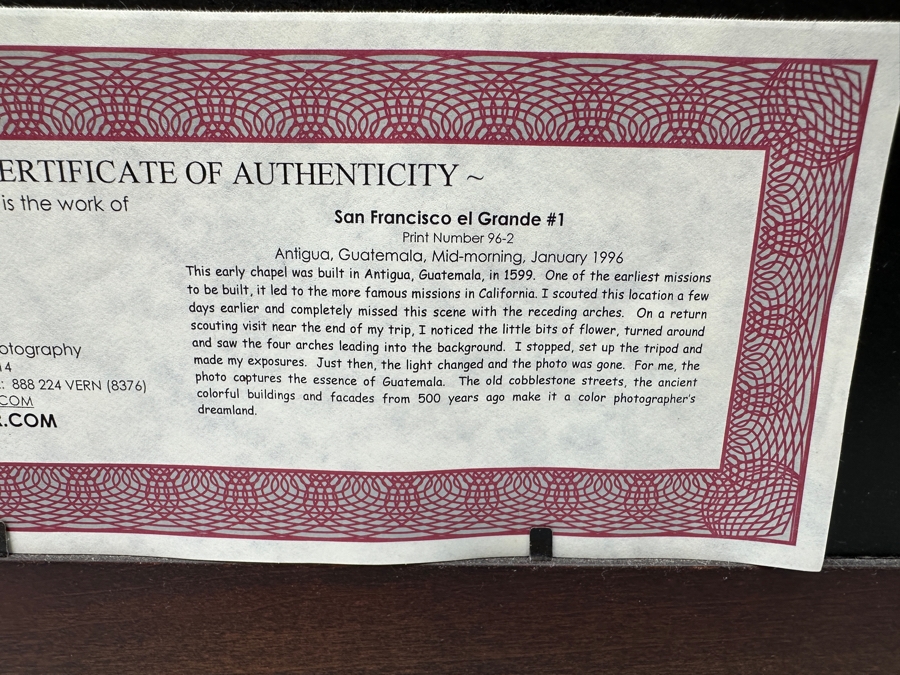 Vern Clevenger Handcrafted Limited Edition Photograph Titled 'San Francisco El Grande #1' Numbered 1 Of 500 16 X 12 Framed 29.5 X 25.5 Artist Signed Lower Right [Photo 11]