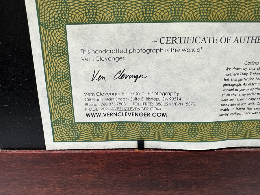 Vern Clevenger Handcrafted Limited Edition Photograph Titled 'Cottage In The Italian Alps' Numbered 2 Of 500 16 X 12 Framed 29.5 X 25.5 Artist Signed Lower Right [Photo 9]