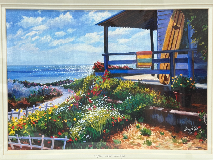 Donita Lloyd (Laguna Beach, CA) Limited Edition Arist Proof A/P Print Titled 'Crystal Cove Cottage' 13.5 X 10 Framed 22.5 X 18.5