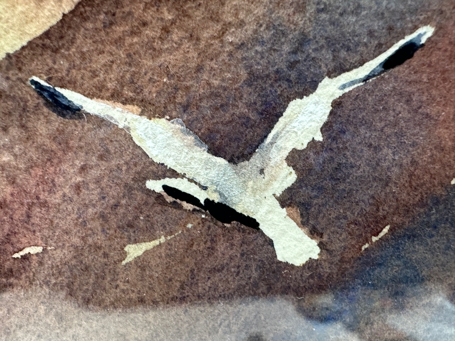 Shirley Sullivan Original Watercolor Painting On Paper Titled 'Coastal Cove' 18 X 9 Framed 26 X 18 Purchased From The 2008 Coastal Splendor Invitational Art Show & Sale Crystal Cove Alliance [Photo 6]