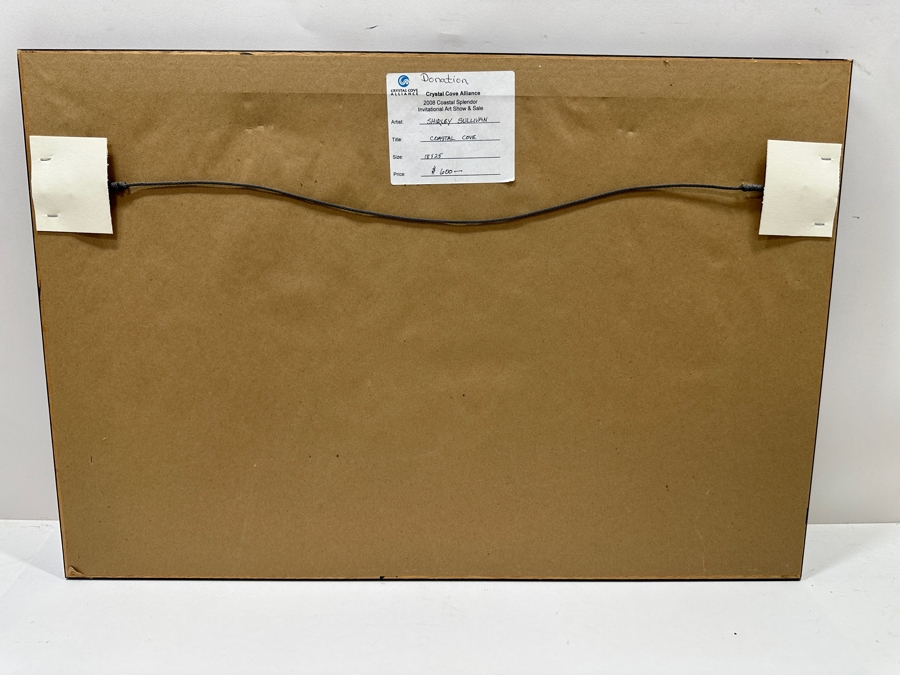 Shirley Sullivan Original Watercolor Painting On Paper Titled 'Coastal Cove' 18 X 9 Framed 26 X 18 Purchased From The 2008 Coastal Splendor Invitational Art Show & Sale Crystal Cove Alliance [Photo 7]