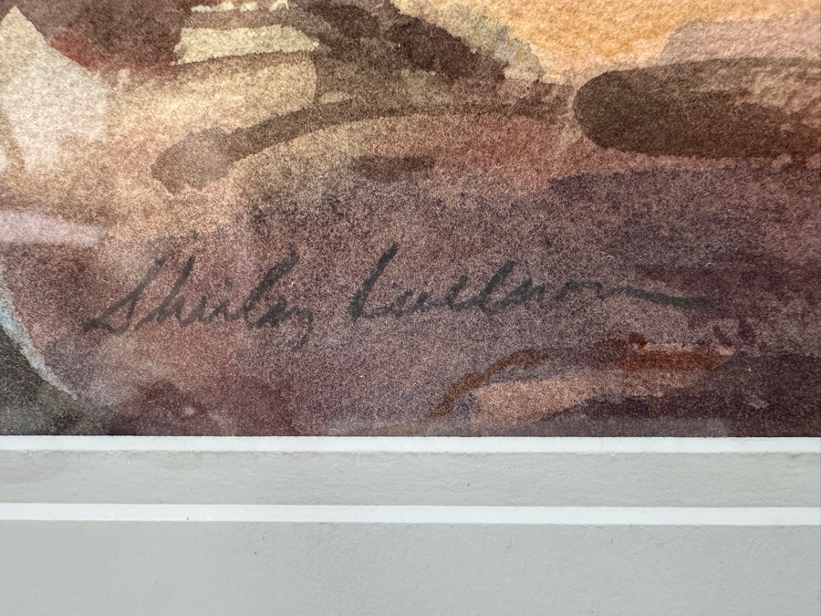 Shirley Sullivan Original Watercolor Painting On Paper Titled 'Coastal Cove' 18 X 9 Framed 26 X 18 Purchased From The 2008 Coastal Splendor Invitational Art Show & Sale Crystal Cove Alliance [Photo 5]