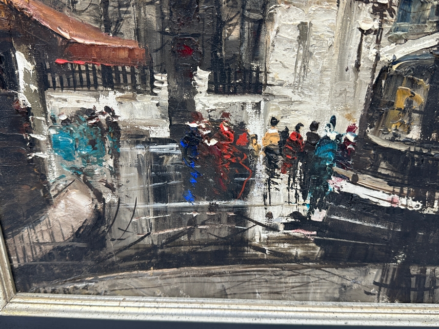 George Behras Original 1969 Parisian Street Scene Oil Painting On Canvas Paris France 18 X 22 Framed 22.5 X 26 [Photo 3]