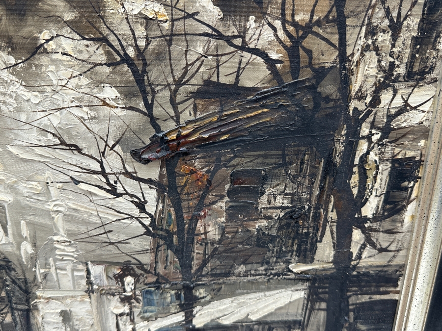 George Behras Original 1969 Parisian Street Scene Oil Painting On Canvas Paris France 18 X 22 Framed 22.5 X 26 [Photo 5]