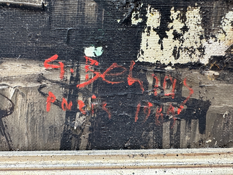 George Behras Original 1969 Parisian Street Scene Oil Painting On Canvas Paris France 18 X 22 Framed 22.5 X 26 [Photo 7]