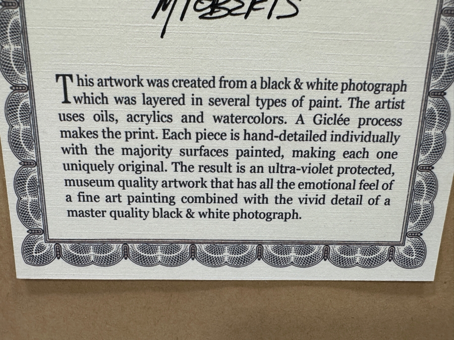 Martin Roberts Original Painted Print Created From A B&W Photograph Titled 'Cat In A Medieval' Numbered 115 Of 500 13 X 19 Framed 25 X 31.5 Signed Lower Right [Photo 14]