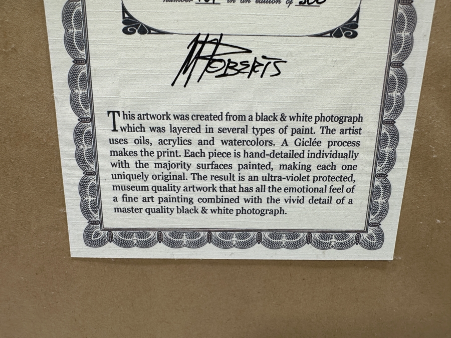 Martin Roberts Original Painted Print Created From A B&W Photograph Titled 'Cafe Stairs' Numbered 131 Of 500 13 X 19 Framed 25 X 31.5 Signed Lower Left [Photo 8]