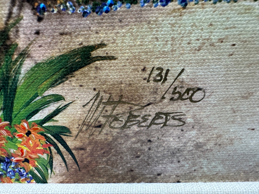 Martin Roberts Original Painted Print Created From A B&W Photograph Titled 'Cafe Stairs' Numbered 131 Of 500 13 X 19 Framed 25 X 31.5 Signed Lower Left [Photo 5]