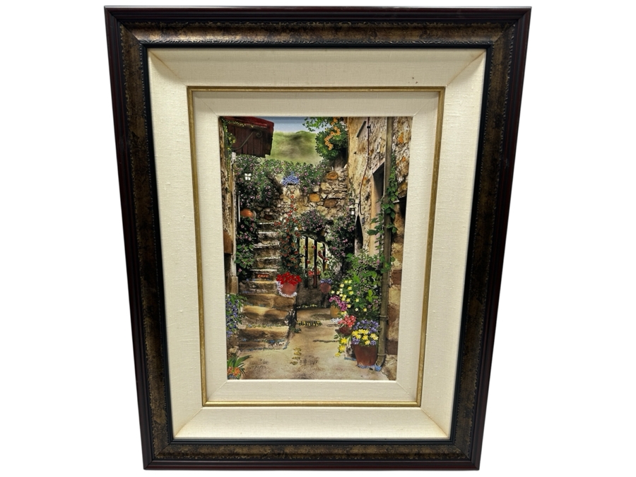 Martin Roberts Original Painted Print Created From A B&W Photograph Titled 'Cafe Stairs' Numbered 131 Of 500 13 X 19 Framed 25 X 31.5 Signed Lower Left [Photo 2]