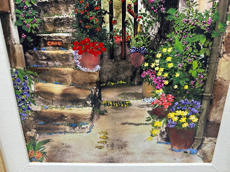 Martin Roberts Original Painted Print Created From A B&W Photograph Titled 'Cafe Stairs' Numbered 131 Of 500 13 X 19 Framed 25 X 31.5 Signed Lower Left [Photo 4]