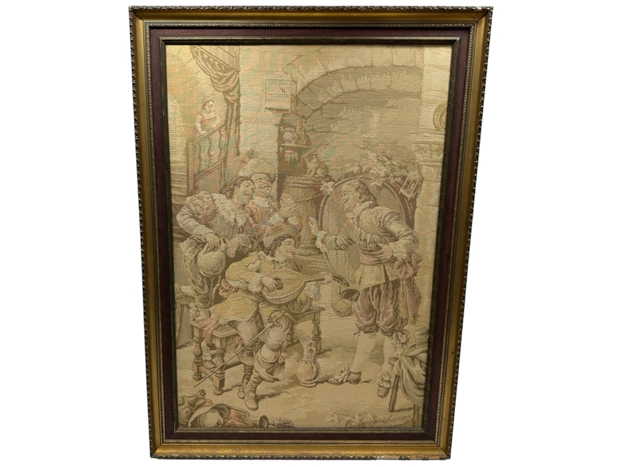 Framed French Tapestry Titled 'La Bonne Chanson' Framed 29 X 41 [Photo 2]