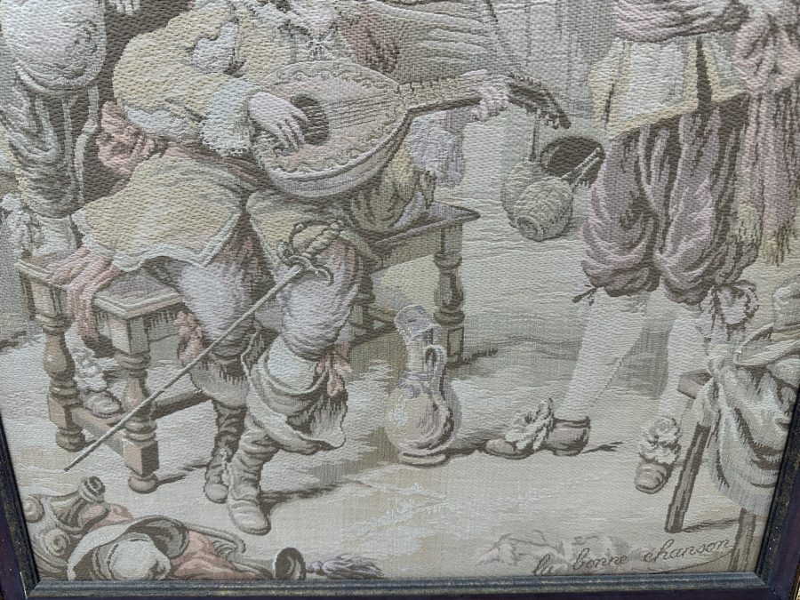 Framed French Tapestry Titled 'La Bonne Chanson' Framed 29 X 41 [Photo 5]
