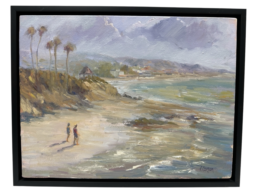 Val Carson Original Laguna Coast Plein Air Seascape Oil Painting On Canvas 16 X 12 Framed 17.5 X 13.5 [Photo 2]