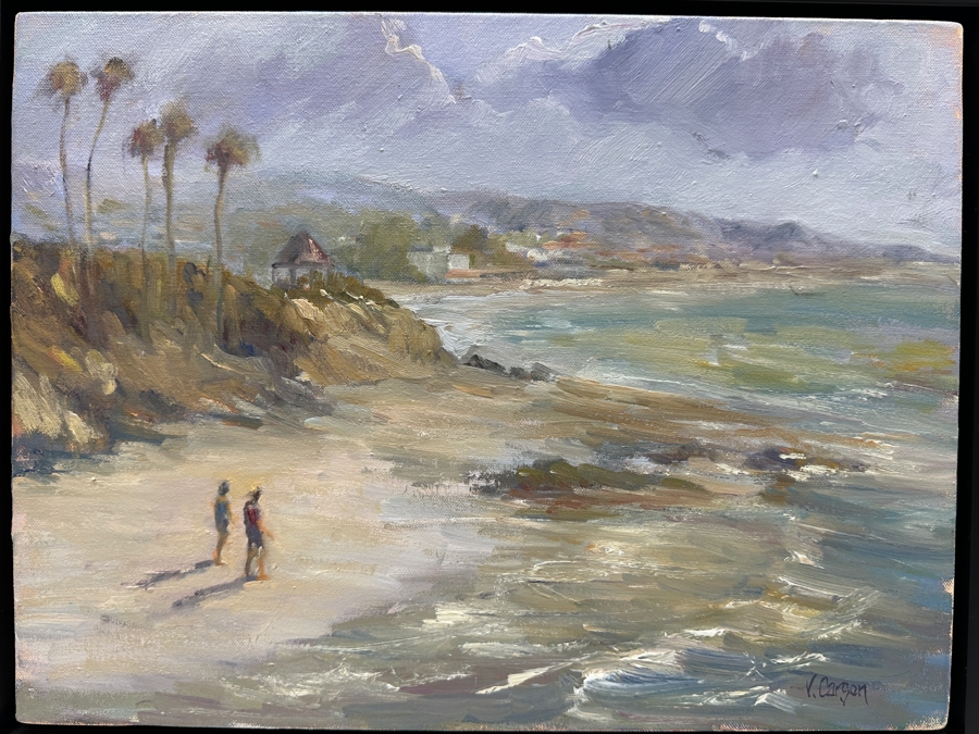 Val Carson Original Laguna Coast Plein Air Seascape Oil Painting On Canvas 16 X 12 Framed 17.5 X 13.5