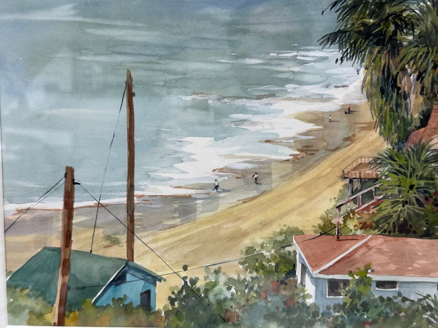 Mary DeLoyht-Arendt (B. 1927-2020) Original Watercolor Painting On Paper Of Crystal Cove In Newport Beach 19 X 15.5 Framed 31 X 27.5 [Photo 5]