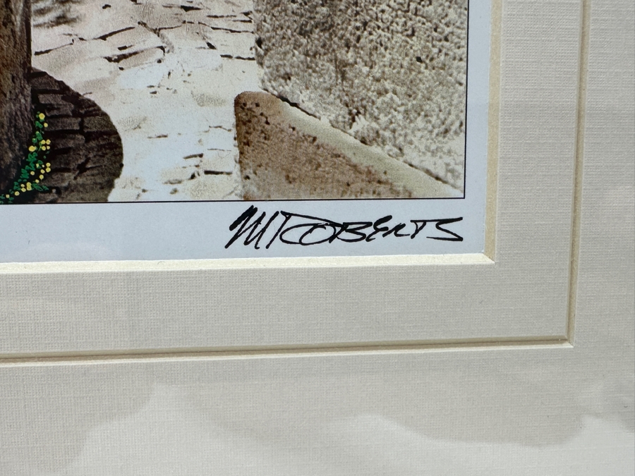 Martin Roberts Pair Of Original Painted Prints Created From B&W Photographs Titled 'French Farmhouse' & 'Provence Fountain' 7.5 X 11 Framed 13 X 19 Signed Lower Right [Photo 6]