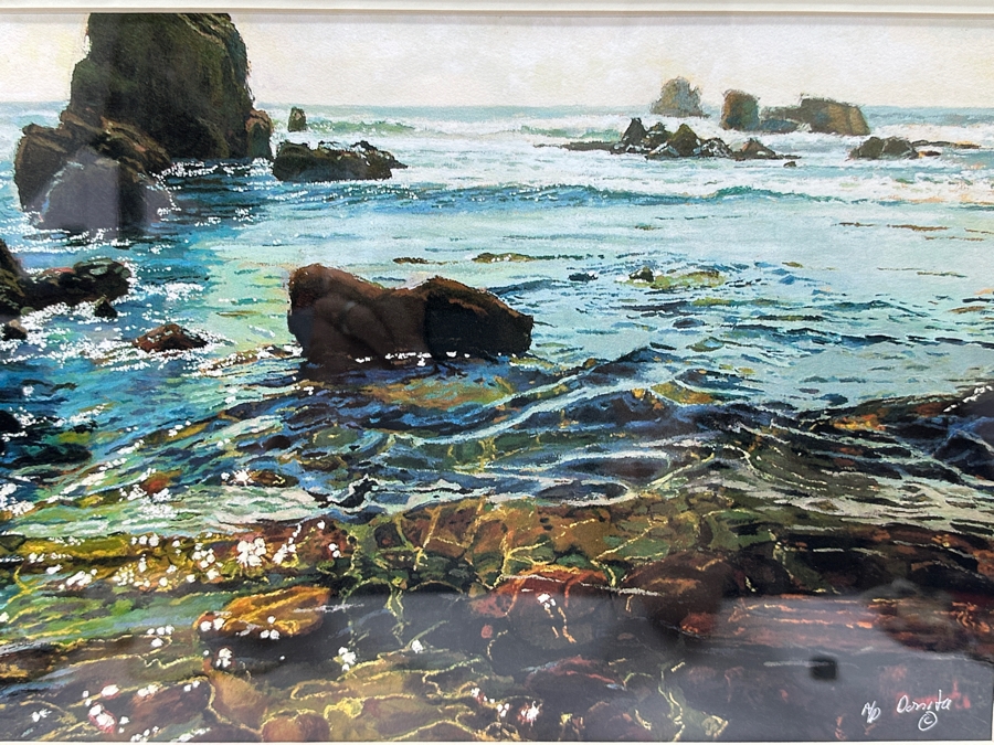 Donita Lloyd (Laguna Beach, CA) Limited Edition Print Titled 'Rockpile Tide' 13.5 X 10 Framed 23.5 X 20 [Photo 4]